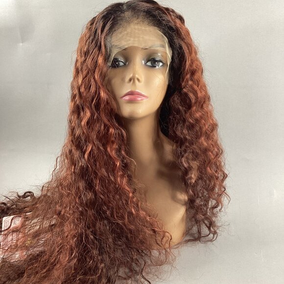 Kallara #DRFF2/Ginger Brown Long Wavy Melted Hairline Synthetic Lace Front Wig - Picture 2 of 10
